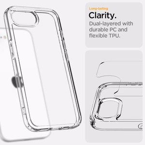 Spigen Ultra Hybrid suojakuori iPhone 16e:lle - kirkas läpinäkyvä