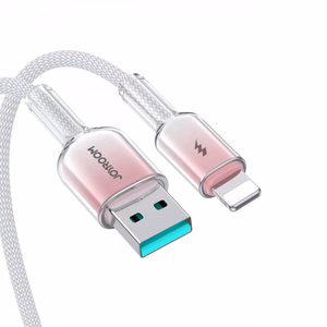 Joyroom S-A42 Crystal-Clear Series 3A USB-A - Lightning -kaapeli 1,2 m - valkoinen