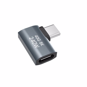 Wozinsky USB-C - USB-C 40Gb/s 240W 8K OTG Kulmasovittimen - Harmaa