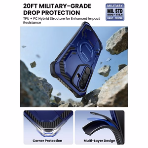 Supcase ArmorBox Mag MagSafe -suojakuori Samsung Galaxy S26:lle laivastonsininen ja musta