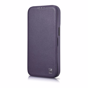 iCarer CE Premium Nahka Folio Case iPhone 14 Plus Magneettinen Flip Nahka Folio Case MagSafe Tumman violetti (WMI14220715-DP)