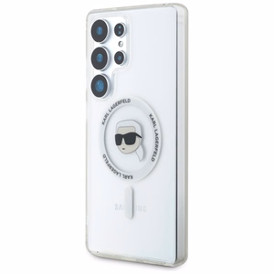Karl Lagerfeld Button Karl Head Printed Logo MagSafe Suojakuori Samsung Galaxy S25 Ultra Valkoinen