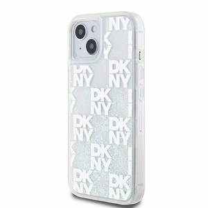 DKNY Liquid Glitter Multilogo Suojakuori iPhone 15 / 14 / 13:lle - valkoinen
