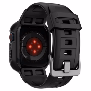 Spigen Rugged Armor Pro -kotelo hihnalla Apple Watch 4 / 5 / 6 / 7 / 8 / SE (44/45 mm) - musta