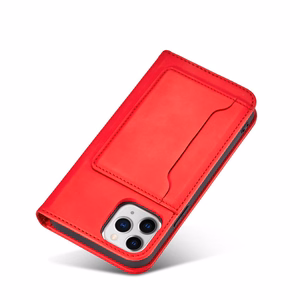 Magneettikorttikotelo iPhone 12 Pro Max Kotelo kortti lompakko kortinhaltija Punainen