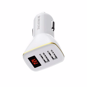 Borofone BZ11 Speed Map autolaturi 2 USB-A-liitännällä, digitaalinäytöllä, valkoinen