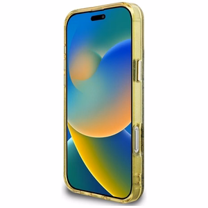 GUESS Suojakuori iPhone 16 Pro:lle MagSafe-yhteensopiva GUHMP16LHG4PRTGW (IML Metal Glitter 4G Circle Triangle) Ruskea