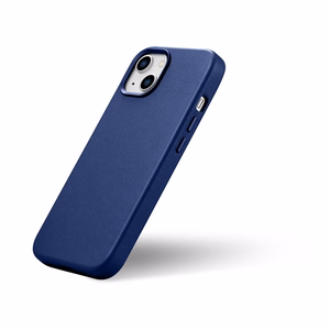 iCarer Case Nahkakotelo iPhone 14:lle luonnonnahasta valmistettu sininen (WMI14220705-BU) (MagSafe-yhteensopiva)