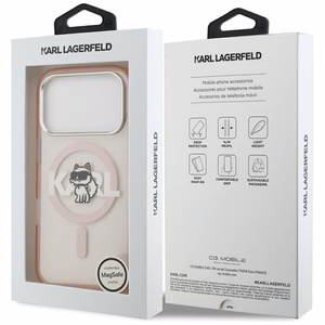 KARL LAGERFELD suojakuori iPhone 17 Pro MagSafe-yhteensopiva (KLHMP17LHGCHGKBP, IML Choupette Sketch Logo) pinkki