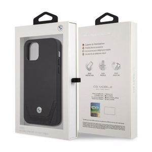 BMW Nahkainen rei'itetty kotelo iPhone 12 / iPhone 12 Pro - musta