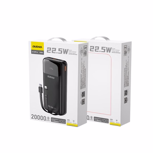 Dudao K15Pro Power Bank 20000mAh 22.5W PD USB-C / USB-A / Sisäänrakennettu Lightning ja USB-C kaapelit - Musta