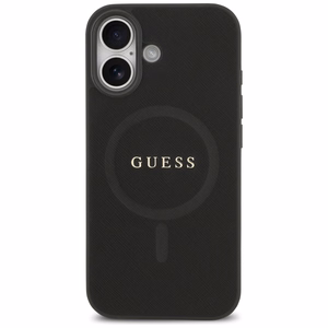 Guess Saffiano Classic Logo MagSafe kuori iPhone 17:lle - musta