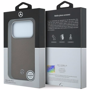Mercedes nahka MagSafe suojakuori iPhone 17 Pro puuefekti - ruskea