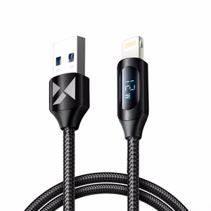 USB-A Kaapeli - Lightning Wozinsky WUALC1 LED-näytöllä 2.4A 1m - musta