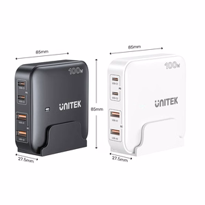 Unitek GaN Laturi 100W 2x USB-C 2x USB-A Valkoinen