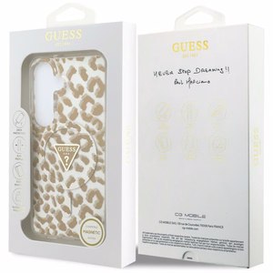 Guess Suojakuori IML Leopard Print Triangle MagSafe Samsung Galaxy S26 -puhelimelle ruskea