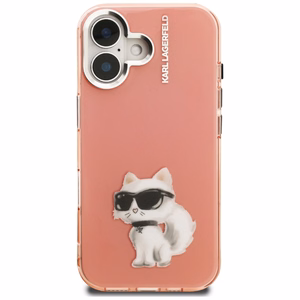 Karl Lagerfeld IML Aquarelle Choupette & Logo iPhone 16 Case - Pink