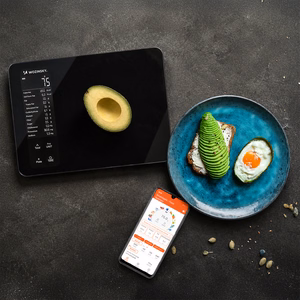 Wozinsky WIK-16 Smart Kitchen Scale with Digital Display, Bluetooth App - Black