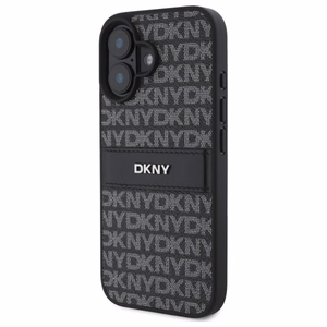 DKNY Texture Pattern Tonal Stripe Suojakuori iPhone 16:lle - musta