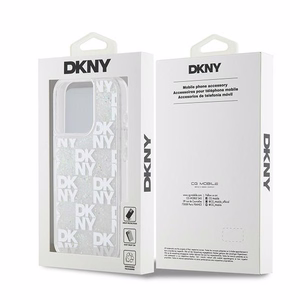 DKNY Liquid Glitter Multilogo Suojakuori iPhone 15 Pro:lle - valkoinen