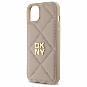 DKNY Quilted Stack Logo Suojakuori iPhone 15 Plus:lle - beige