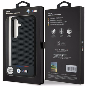 BMW Nahkainen Tricolor Stripe MagSafe Suojakuori Samsung Galaxy S25:lle - musta