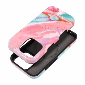 Suojakuori iPhone 15 PRO:lle Forcell F-Protect Mirage MagSafe-yhteensopiva Military Drop-Test vaaleanpunainen marmori