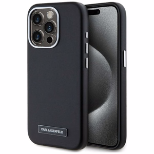 Karl Lagerfeld FW Metal Plate MagSafe Suojakuori iPhone 15 Pro Max:lle - musta