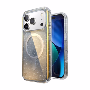 Speck Presidio Lux MagSafe suojakuori iPhone 17 Pro -laitteelle, Hyper Mirror Glitter / Silver Metallic -värinen