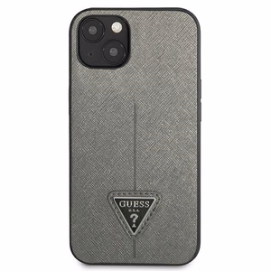 Guess GUHCP13SPSATLG iPhone 13 mini 5,4 "hopea / hopea kovakotelo SaffianoTriangle Logo
