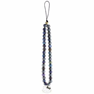 Hello Kitty Pearls Kitty Head Phone Charm - Black