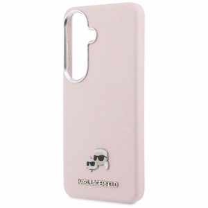Karl Lagerfeld Suojakuori Saffiano KC Metal Logo MagSafe Samsung Galaxy S26 Plus:lle vaaleanpunainen