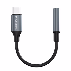 Wozinsky WACM-01 USB-C Sovitin - 3.5mm Mini Jack - Musta