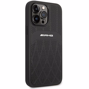 AMG AMHMP14XOSDBK iPhone 14 Pro Max 6.7 musta/musta kovakuori nahkainen Curved Lines MagSafe