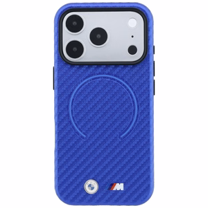 BMW M Carbon Printed Ring MagSafe suojakuori mallille iPhone 17 Pro / 18 Pro – sininen