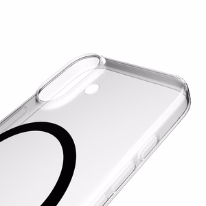 Puro Lite Mag TPU+PC suojakuori MagSafe-yhteensopiva iPhone 17:lle - läpinäkyvä mustalla renkaalla
