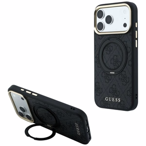 Guess Ring Stand 360 4G Classic Logo MagSafe suojakuori malleille iPhone 17 Pro / 18 Pro, musta