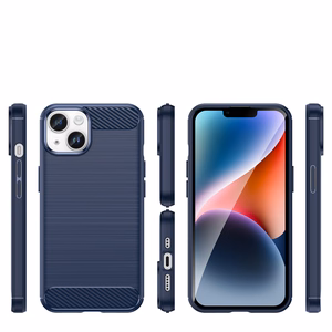 Carbon Case iPhone 14 kotelo joustava geeli takakuori sininen