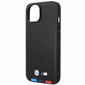 Kotelo BMW BMHMP14S22PTDK iPhone 14 6.1 "musta / musta nahka leima Tricolor Magsafe
