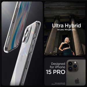 Spigen Crystal Hybrid Suojakuori iPhone 15 Pro:lle - kirkas