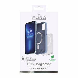 Puro ICON MAG suojakuori iPhone 14 Plus -laitteelle, MagSafe-yhteensopiva, Sierra Blue -värinen