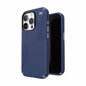 Speck Presidio2 Grip suojakuori iPhone 15 Pro -laitteelle, Coastal Blue / Dust Grey -värinen