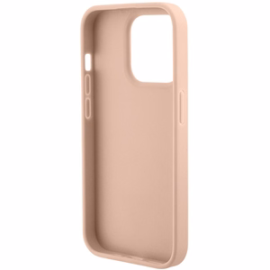 Guess Croco Triangle Metal Logo Suojakuori iPhone 15 Pro:lle - vaaleanpunainen