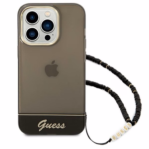 Guess GUHCP14XHGGCOHK iPhone 14 Pro Max 6,7 "musta / musta kovakotelo läpikuultava Pearl hihna