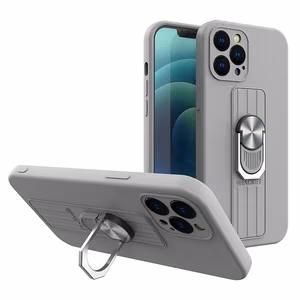 Ring Case silikoni kotelo sormi ote ja jalusta Xiaomi Redmi 10X 4G / Xiaomi Redmi Note 9 hopea
