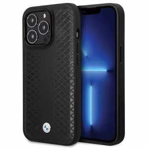 BMW Nahkainen Diamond Pattern Suojakuori iPhone 14 Pro:lle - musta