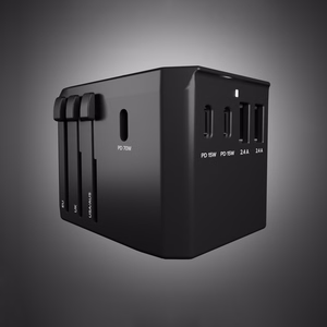 SBS Universaali GaN Matkasovitin 70W 3xUSB-C 2xUSB-A kotelolla - musta