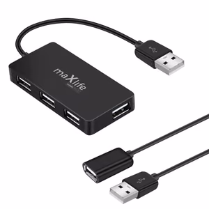 Maxlife kotitoimiston USB 2.0 -hubi USB - 4x USB 0,15 m musta + kaapeli 1,5 m