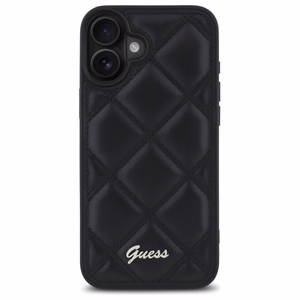 Guess Quilted Metal Logo Suojakuori iPhone 16 Plus:lle - musta