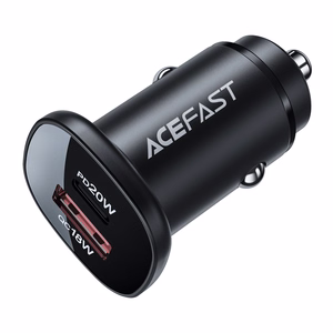 Acefast auton laturi 38W USB Type C / USB, PPS, Power Delivery, Quick Charge 3.0, AFC, FCP musta (B1 black)
